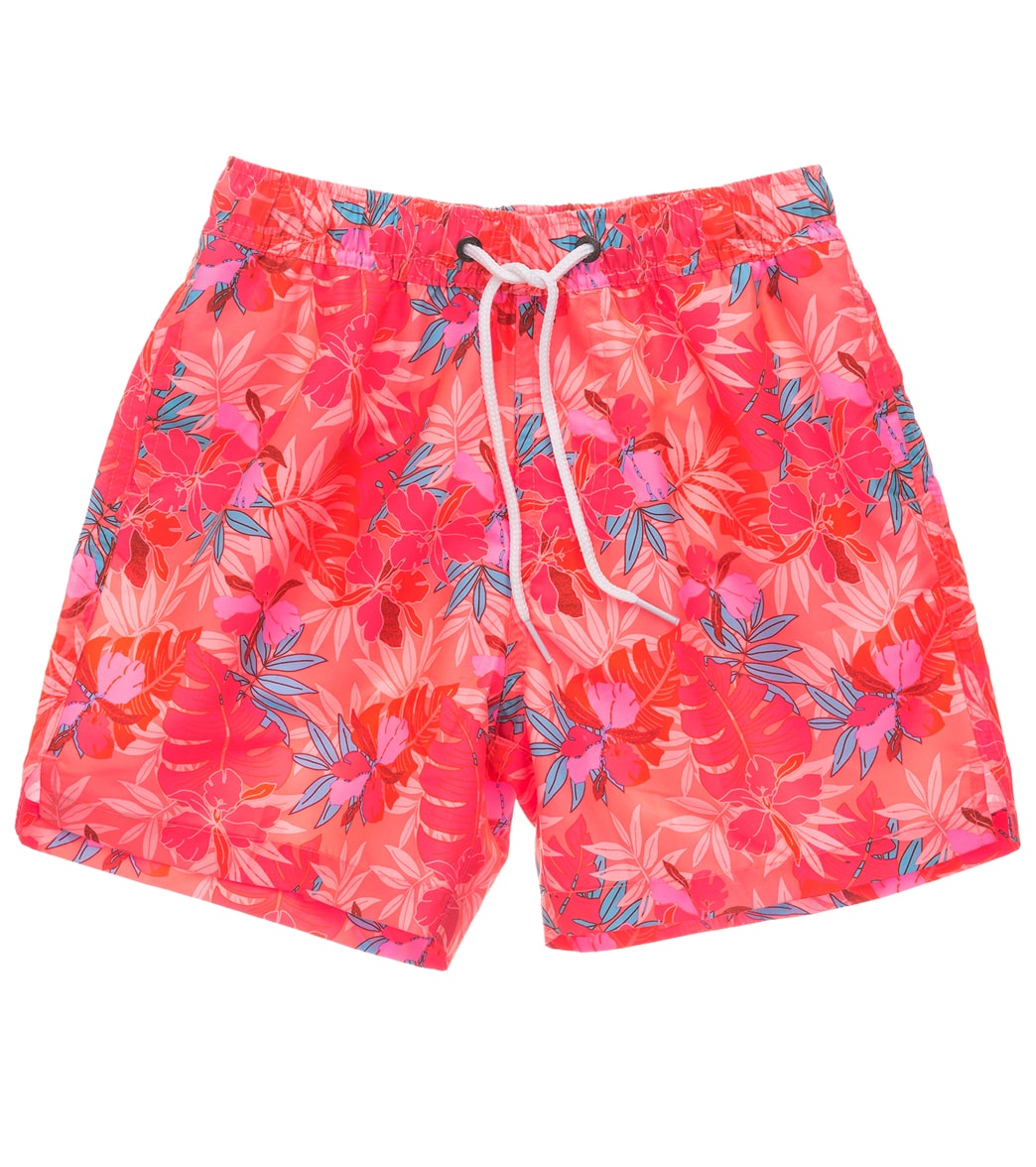 Snapper Rock Boys' Tropical Punch Volley Swim Trunk Toddler/Little/Big Kid - Red 10 - Swimoutlet.com