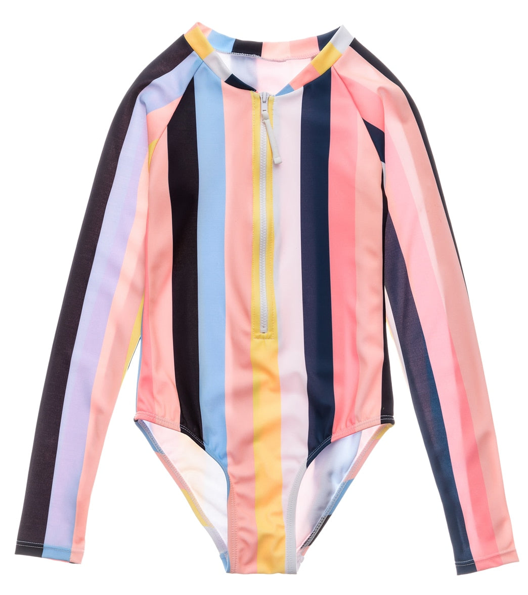 Snapper Rock Girls' Opti Stripe Long Sleeve One Piece Surf Suit Big Kid - Multi 10 Elastane/Polyamide - Swimoutlet.com