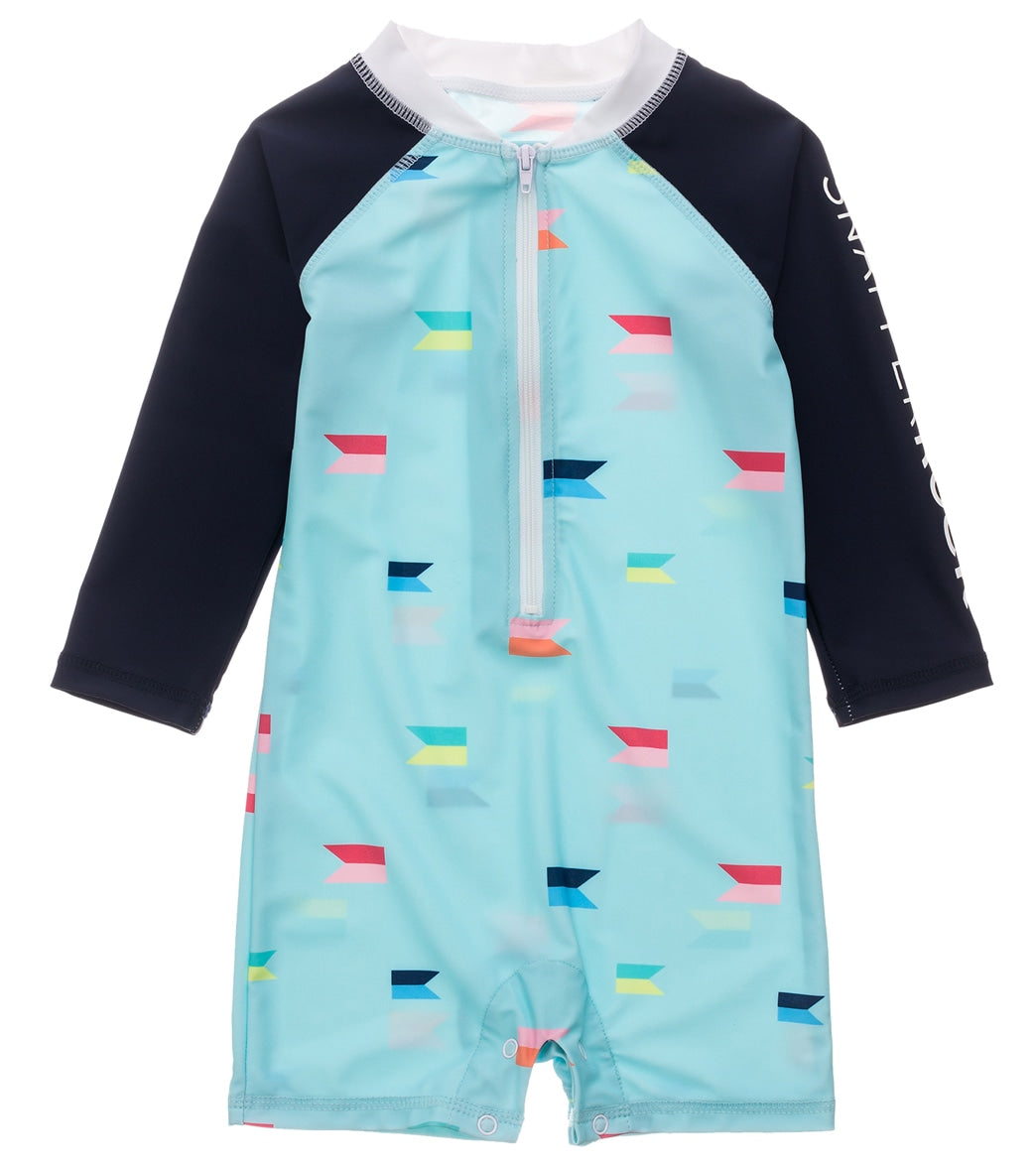 Snapper Rock Boys' Maritime Fliers Long Sleeve Sunsuit Baby - Blue 0 0-6 Months Elastane/Polyamide - Swimoutlet.com