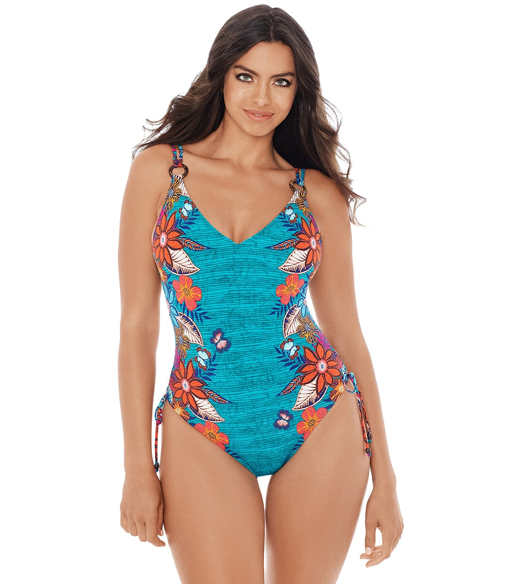 Skinny Dippers By Miraclesuit Women's Bamboo One Piece Swimsuit - Tealness Large - Swimoutlet.com