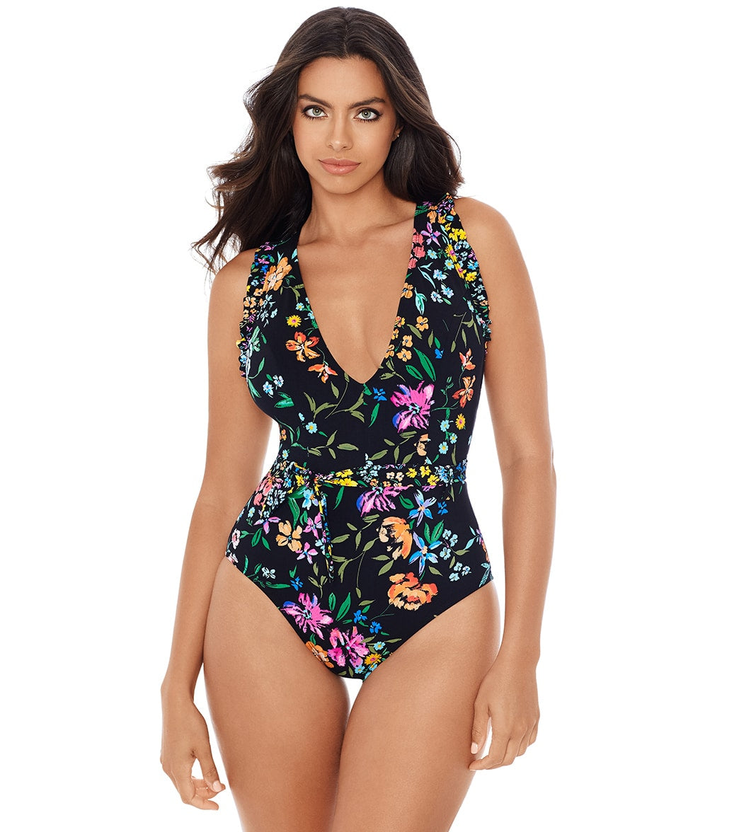 Skinny Dippers By Miraclesuit Women's Baby Kiss Cinch One Piece Swimsuit - Black Large - Swimoutlet.com