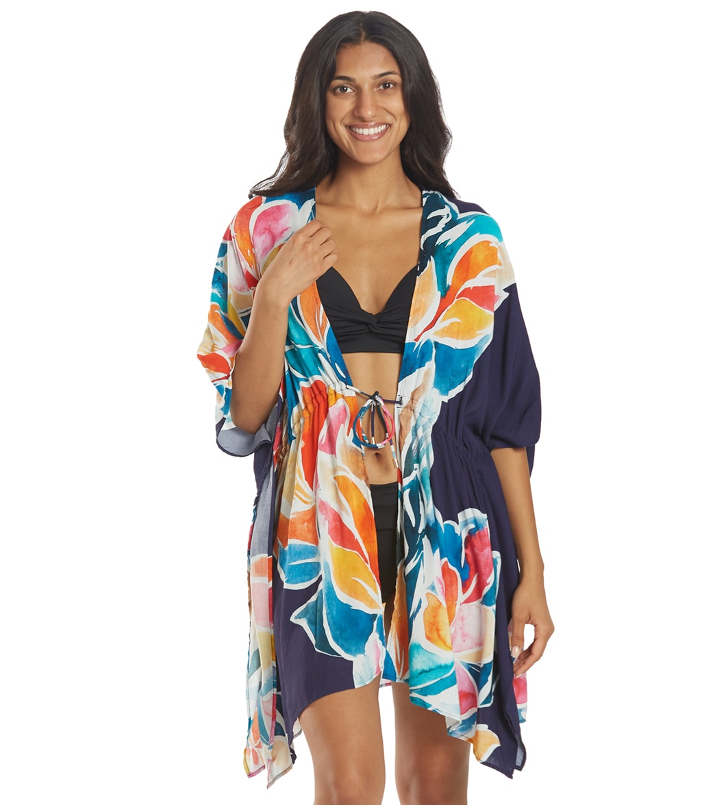 La Blanca Women's Petals In Bloom Kimono - Indigo Large/Xl - Swimoutlet.com