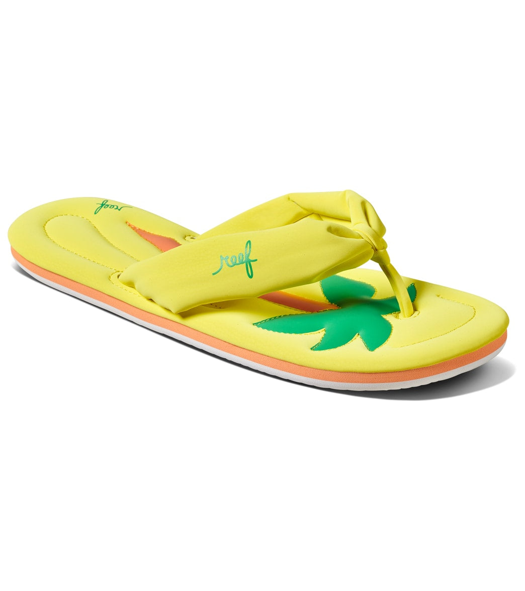 Reef Women's Pool Float Flip Flop - Yellow Palm 10 - Swimoutlet.com