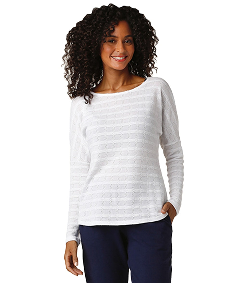 Helen Jon Women's Line Essentials Beach Sweater - White Large Cotton/Polyester - Swimoutlet.com