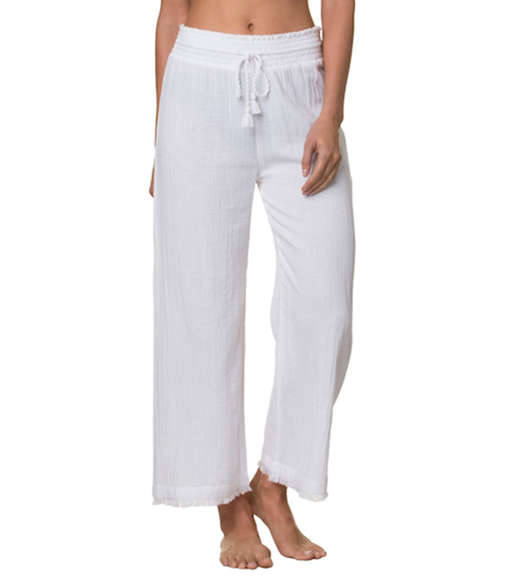 Helen Jon Women's New Line Essentials Beachcomber Ankle Pants - White Large Cotton - Swimoutlet.com