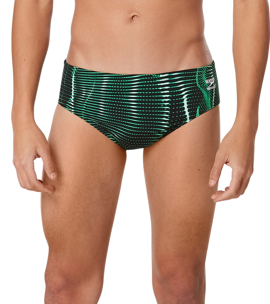 Speedo Men's Solar Boom Brief Swimsuit - Green 24 Polyester/Pbt - Swimoutlet.com