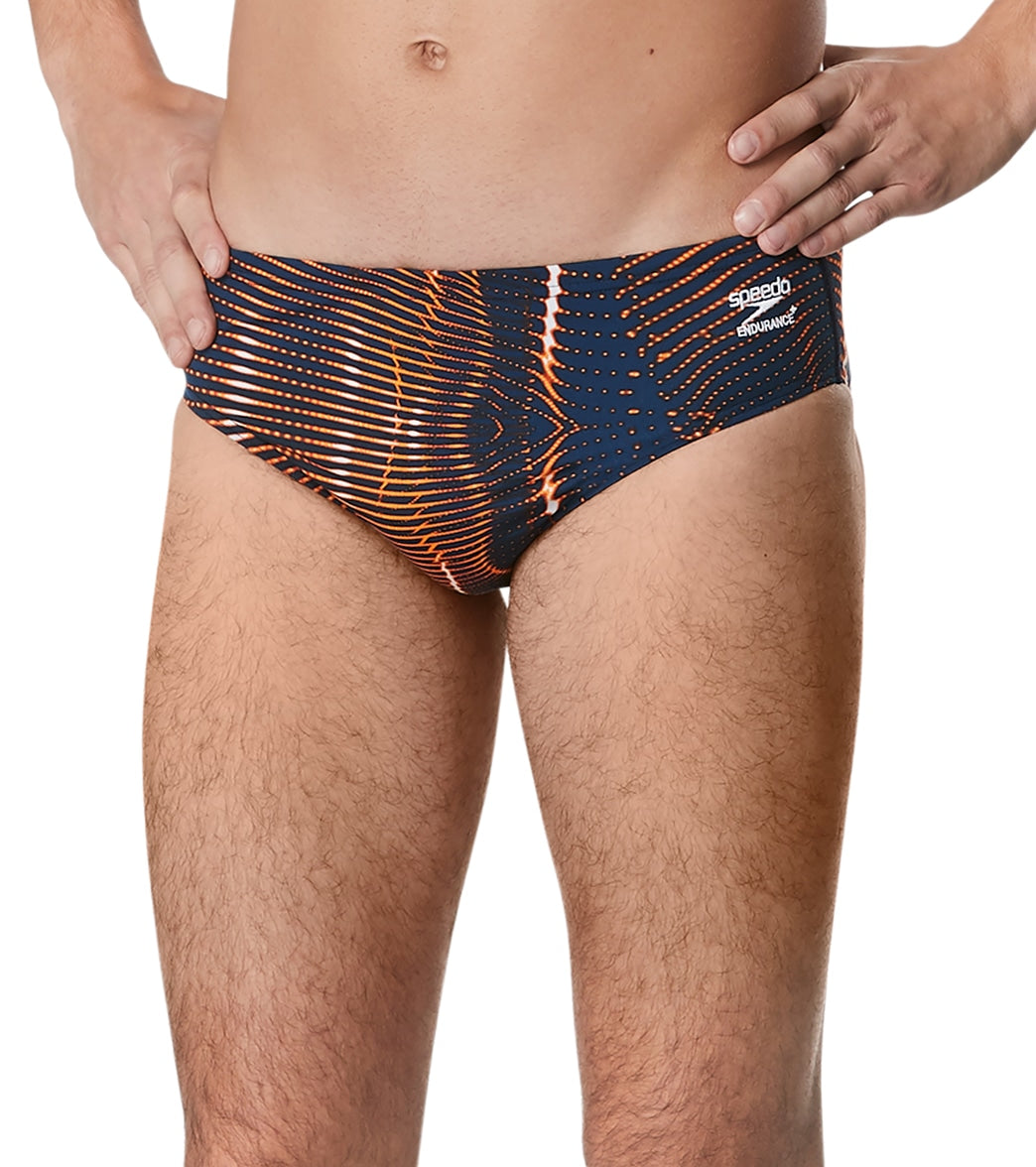 Speedo Men's Solar Boom Brief Swimsuit - Navy/Orange 26 Polyester/Pbt - Swimoutlet.com