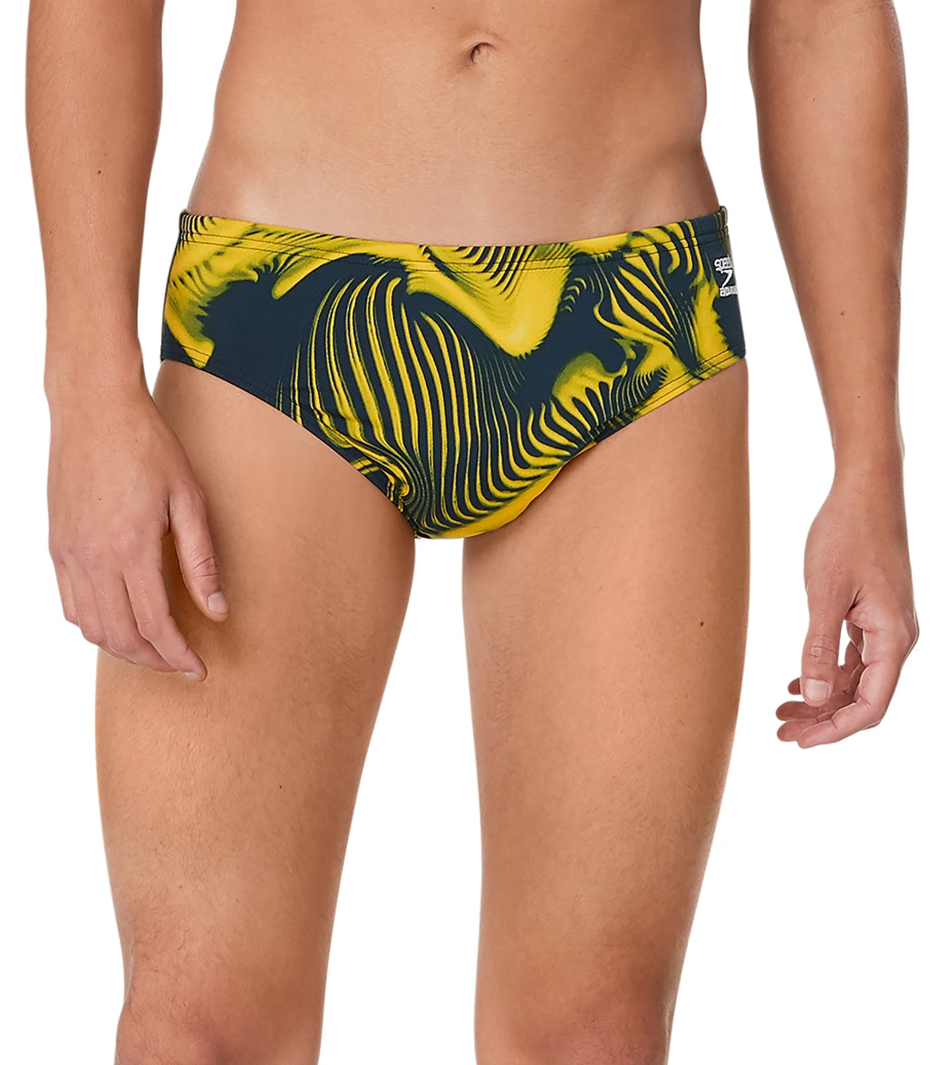 Speedo Men's Fusion Vibe Brief Swimsuit - Navy/Gold 24 Polyester/Pbt - Swimoutlet.com