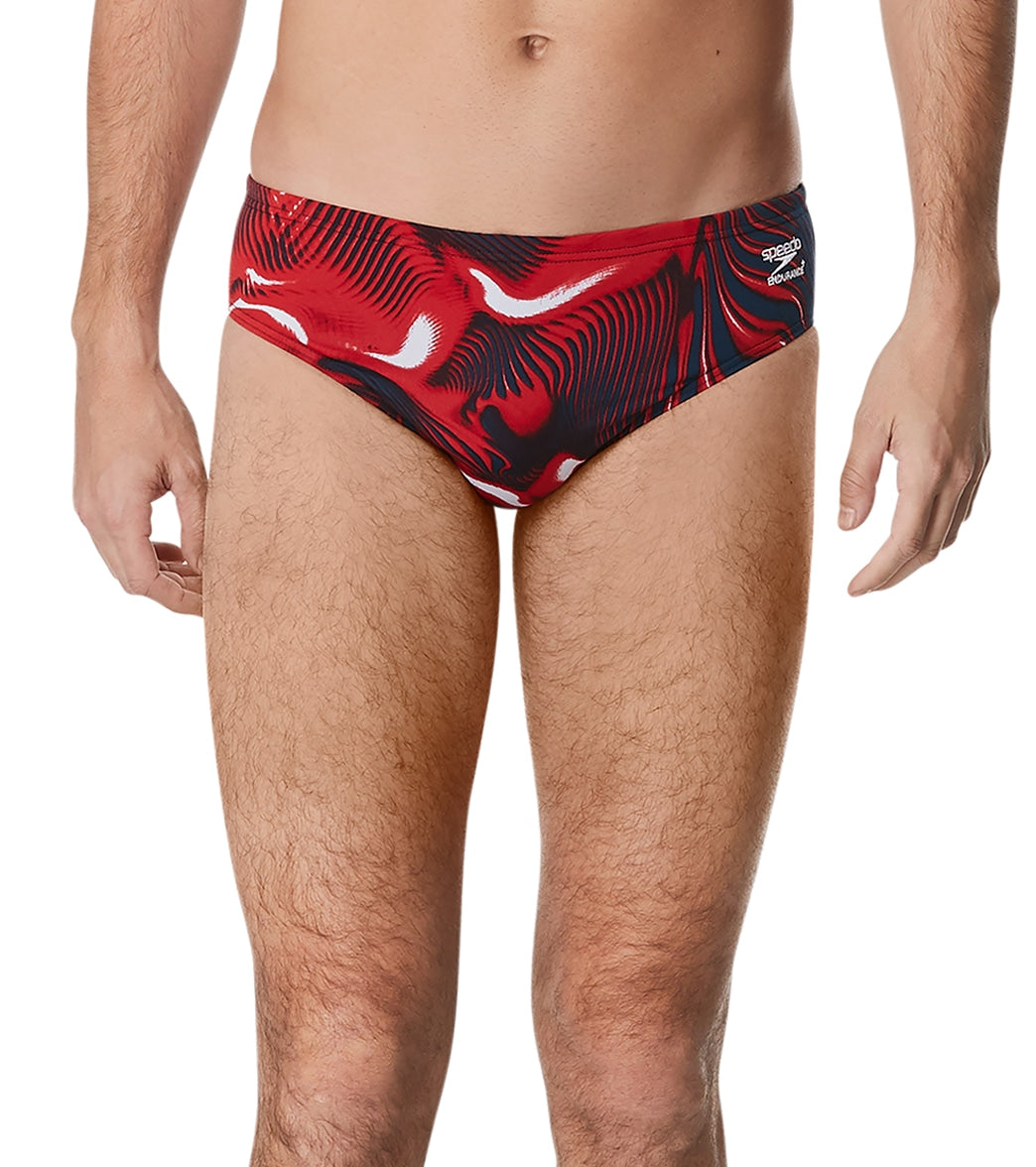 Speedo Men's Fusion Vibe Brief Swimsuit - Red/White/Blue 24 Polyester/Pbt - Swimoutlet.com