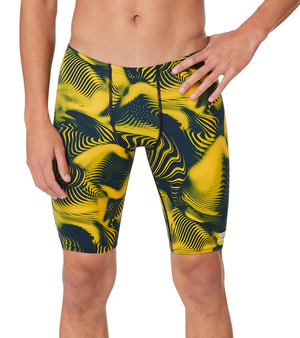 Speedo Men's Fusion Vibe Jammer Swimsuit - Navy/Gold 22 Polyester/Pbt - Swimoutlet.com