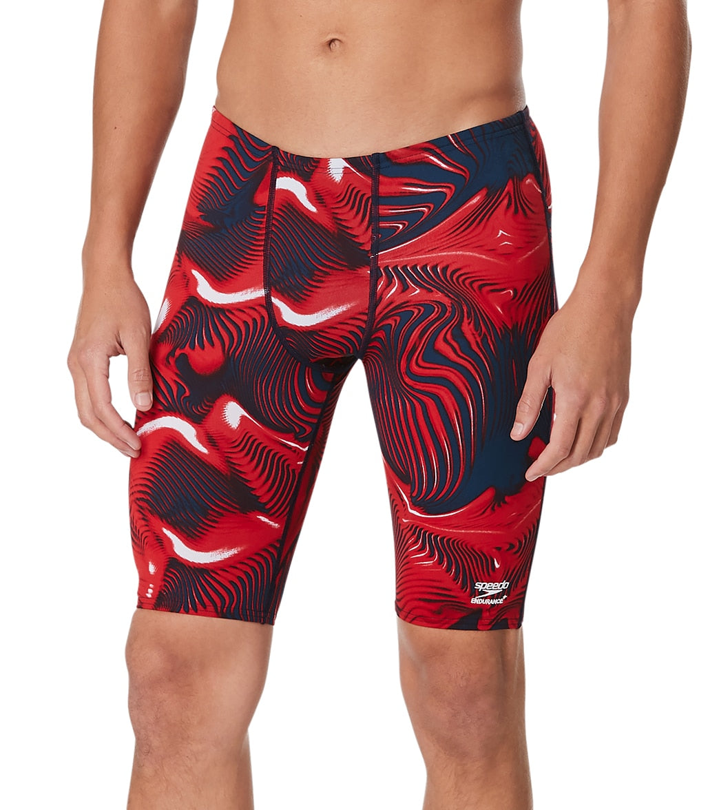 Speedo Men's Fusion Vibe Jammer Swimsuit - Red/White/Blue 22 Polyester/Pbt - Swimoutlet.com