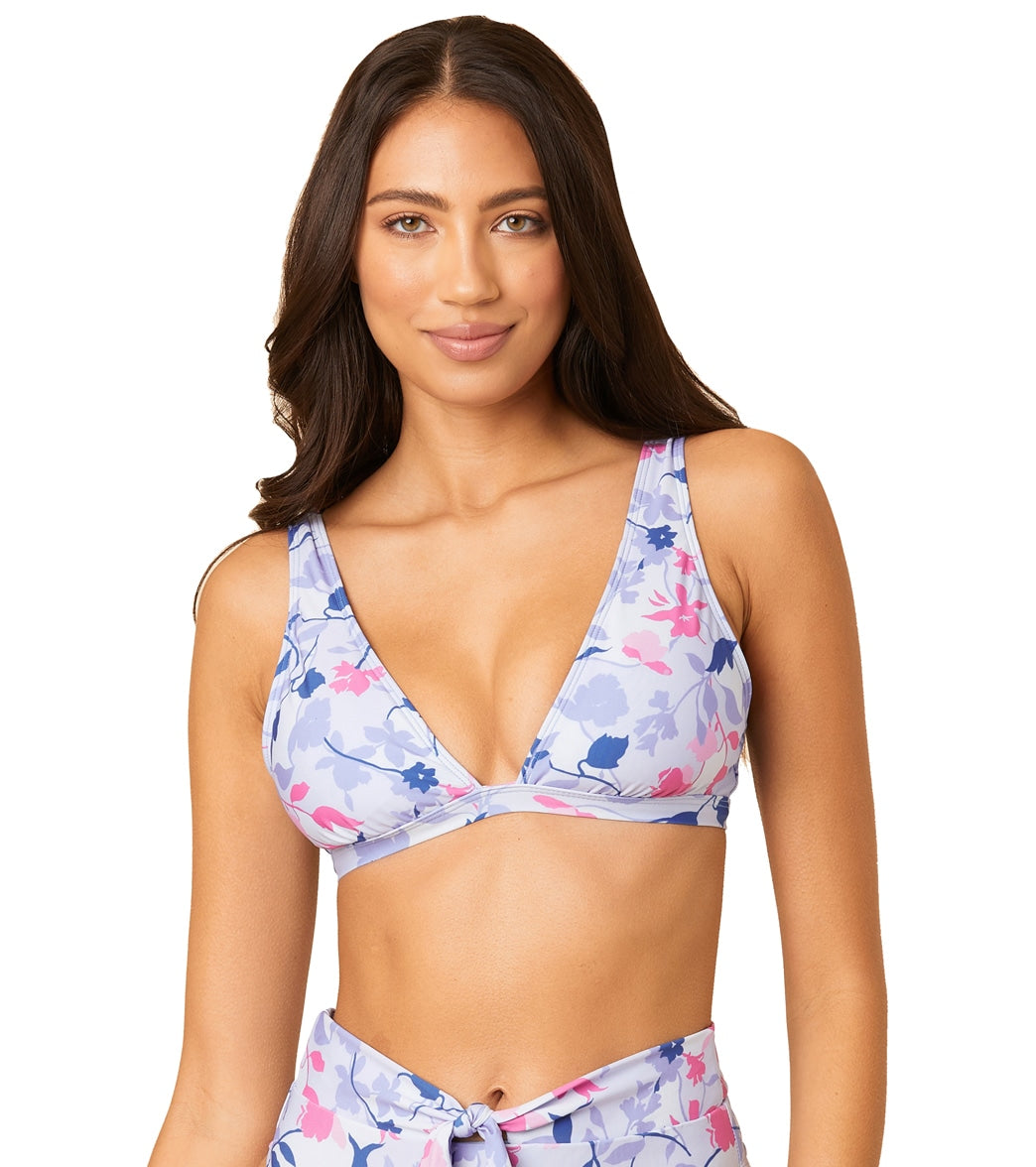 Splendid Women's Floral Flurry Halter Bikini Top - Blue/Multi Large - Swimoutlet.com