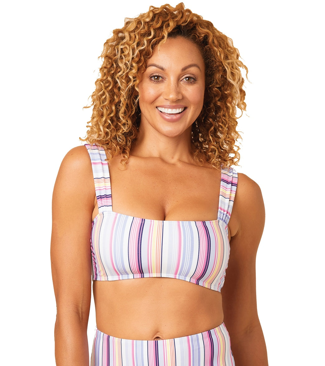 Splendid Women's La Paz Bandeau Bikini Top - Pink/Multi Large - Swimoutlet.com