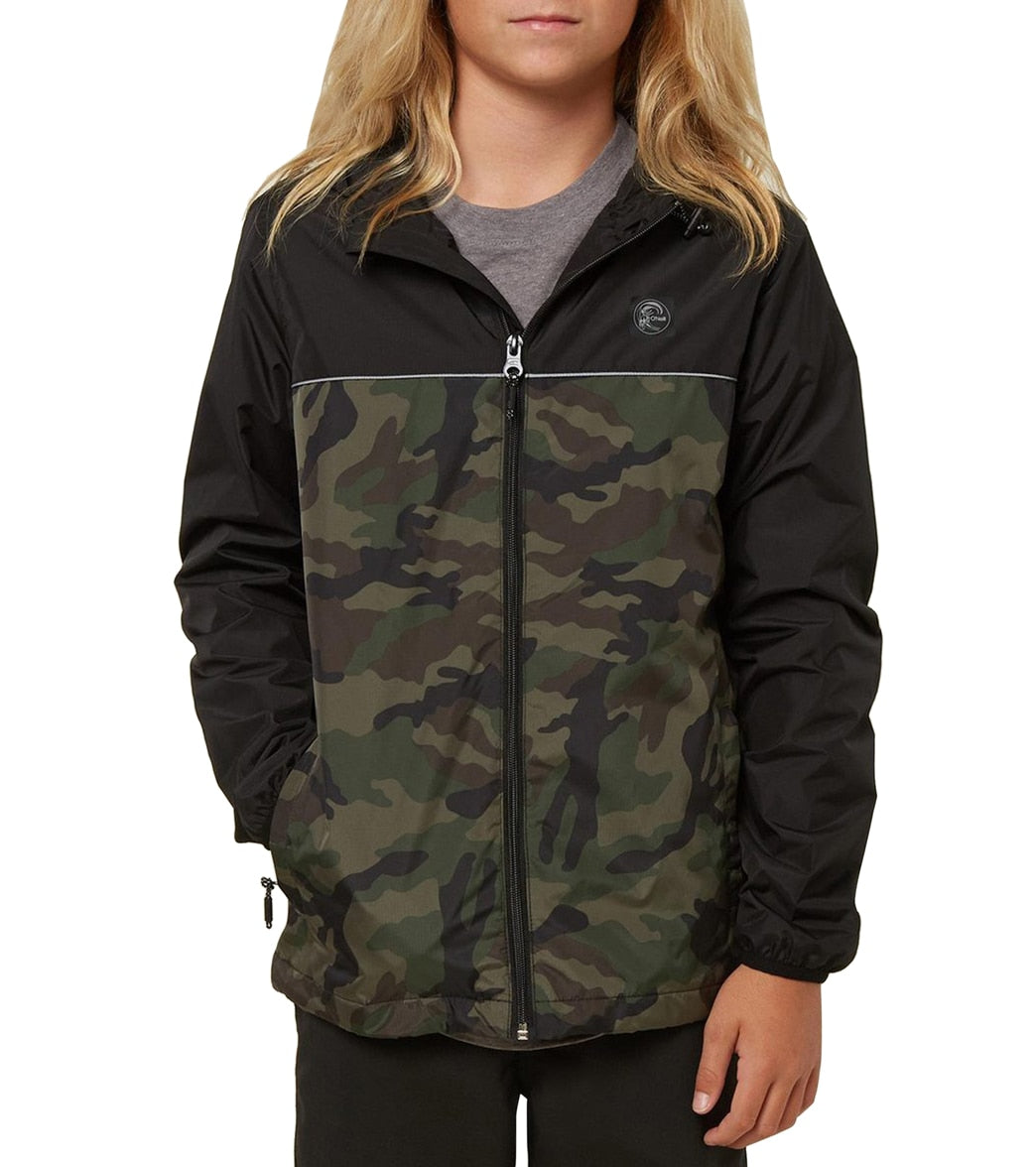 O'neill Boys' Nomadic Packable Windbreaker Jacket Big Kid - Camo Black Large Polyester - Swimoutlet.com