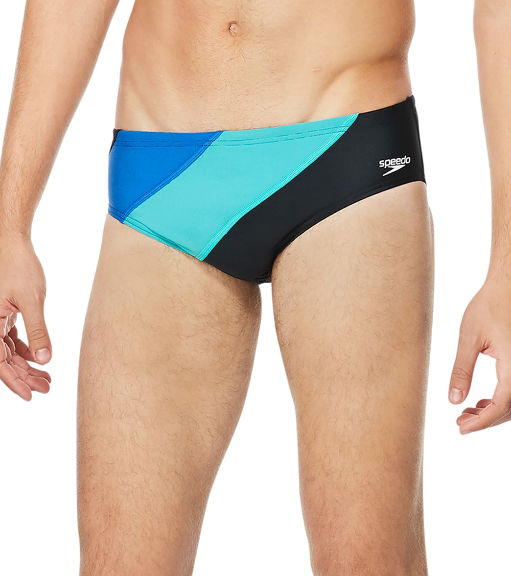 Speedo Vibe Mens Color Blocked One Brief Swimsuit Ceramic At