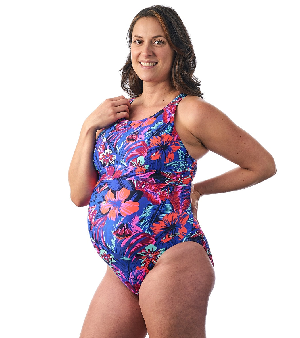 Two-Piece Floral Skirted Maternity Swimsuit – Pink & Blue Baby Shop
