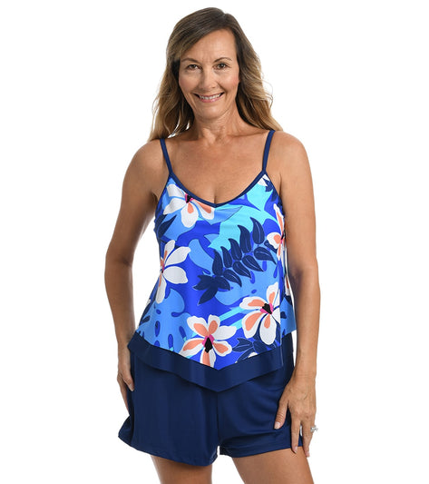 Maxine Women's Aloha Orchid Flutter Tankini Top at SwimOutlet.com