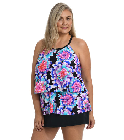 Maxine Women's Plus Size Mums The Word High Neck Tankini Top at ...