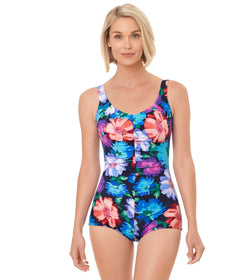 Penbrooke: Mastectomy One Piece Mystic Tropic Shirred Front Girl