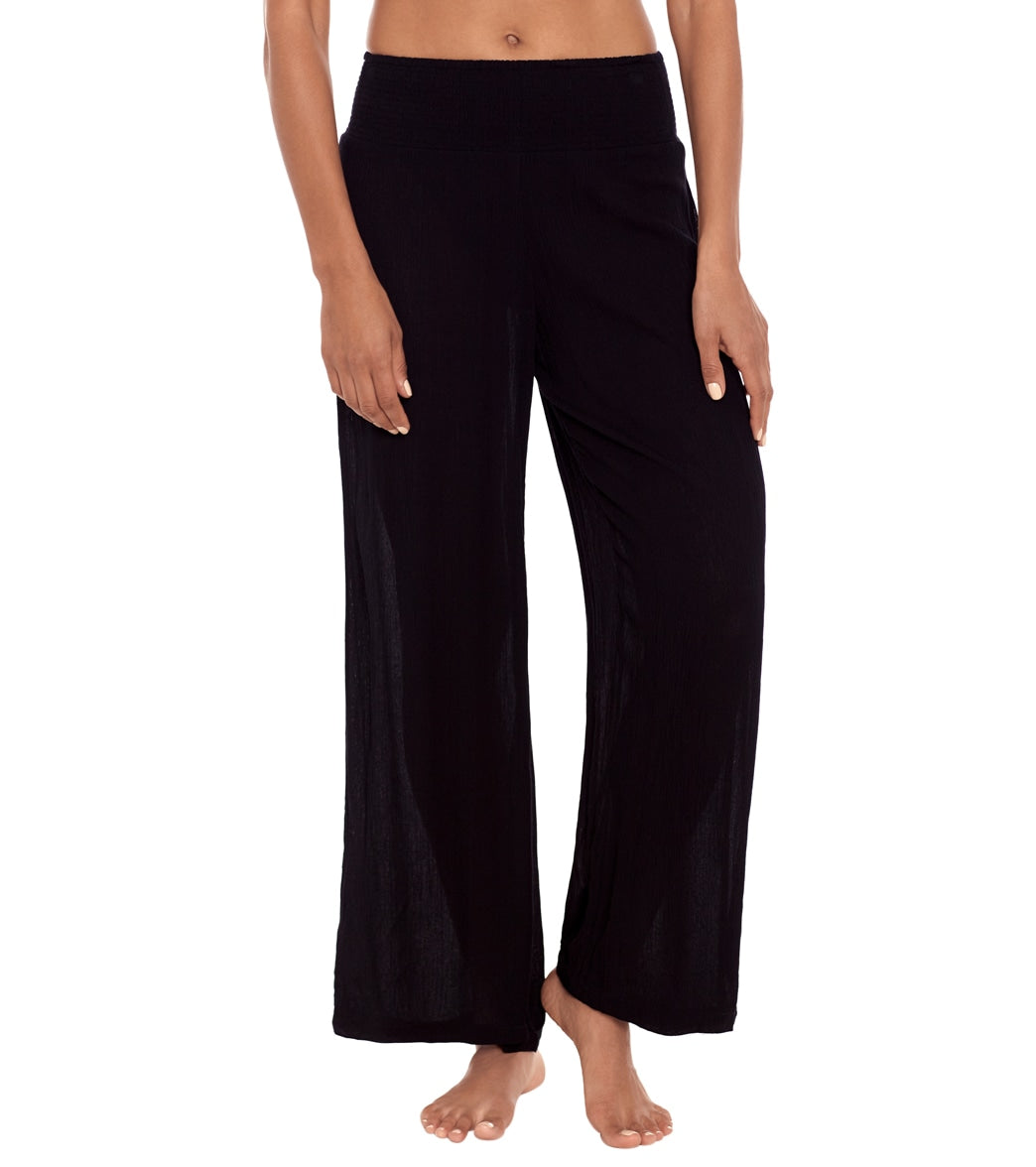 Lauren Ralph Lauren Women's Crinkle Rayon Cover Up Pant Black at ...