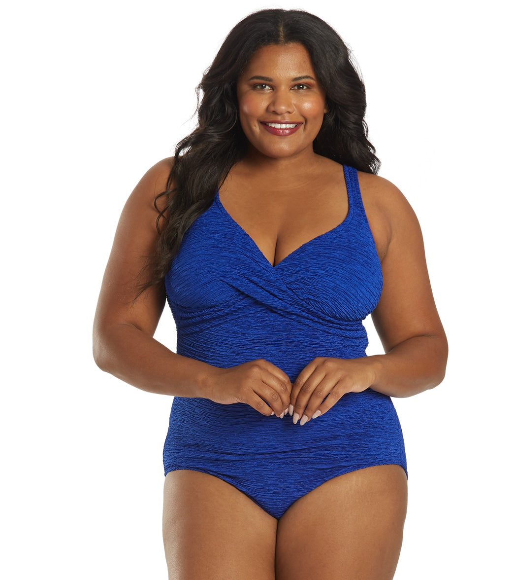 Penbrooke Krinkle Women's Plus Size Chlorine Resistant Long Torso One