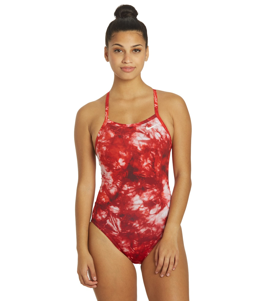 나이키 원피스 수영복 (강습용 추천) Nike Womens Hydrastrong Tie Dye Crossback One Piece Swimsuit,University Red