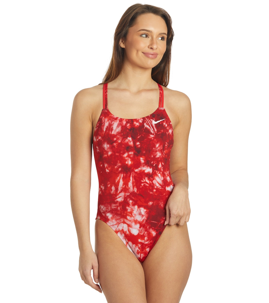 나이키 원피스 수영복 (강습용 추천) Nike Womens Hydrastrong Tie Dye Spiderback One Piece Swimsuit,University Red