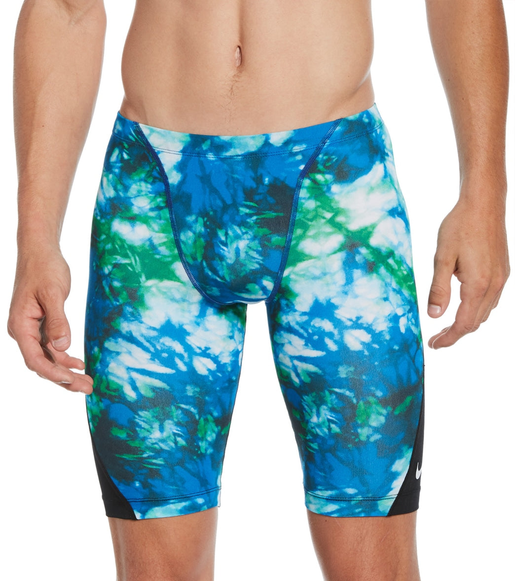 Nike Men's Hydrastrong Tie Dye Jammer Swimsuit Blue Green at SwimOutlet.com