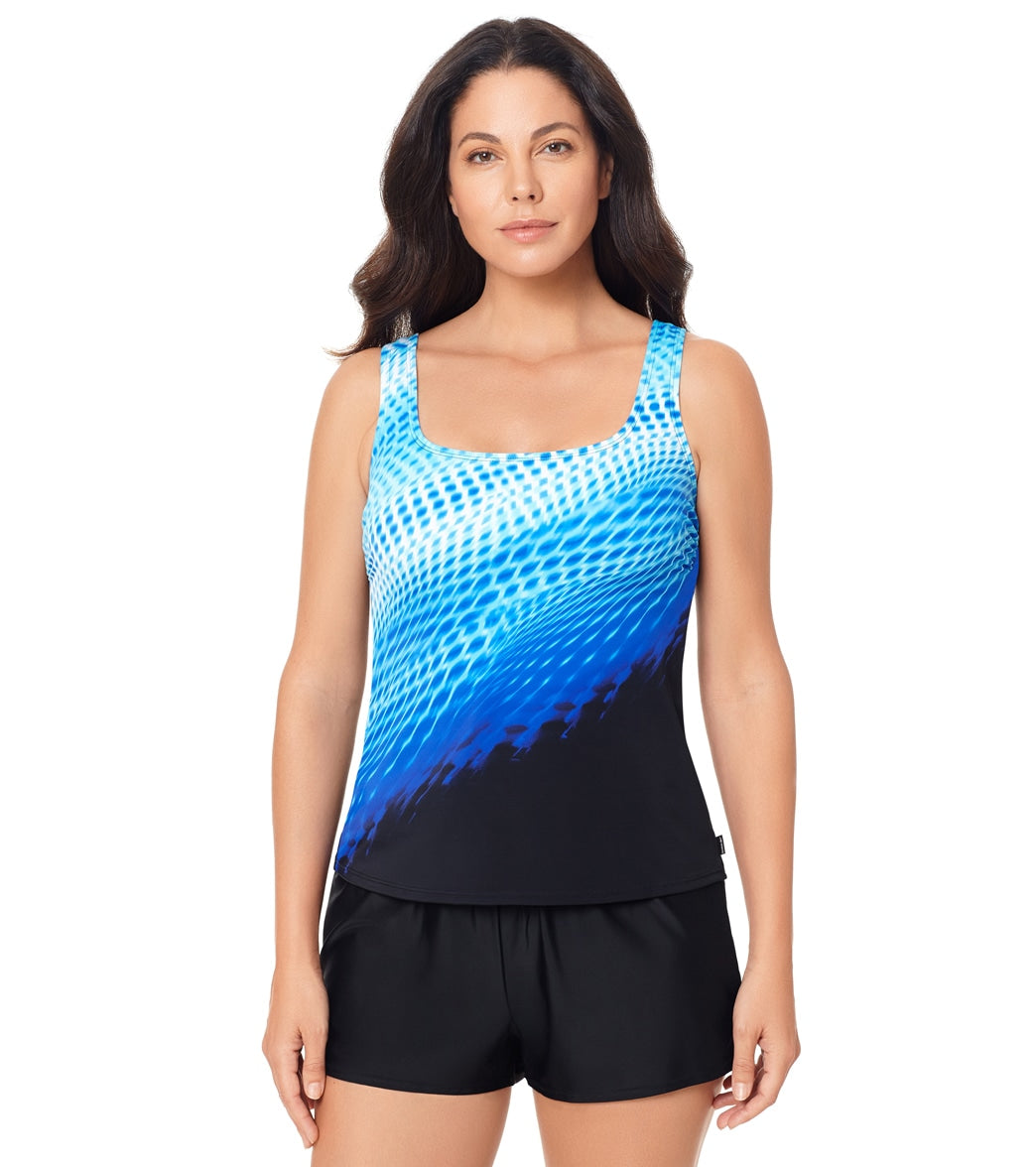 Reebok Women's Luminary Colors Scoop Neck Tankini Top Blue at ...