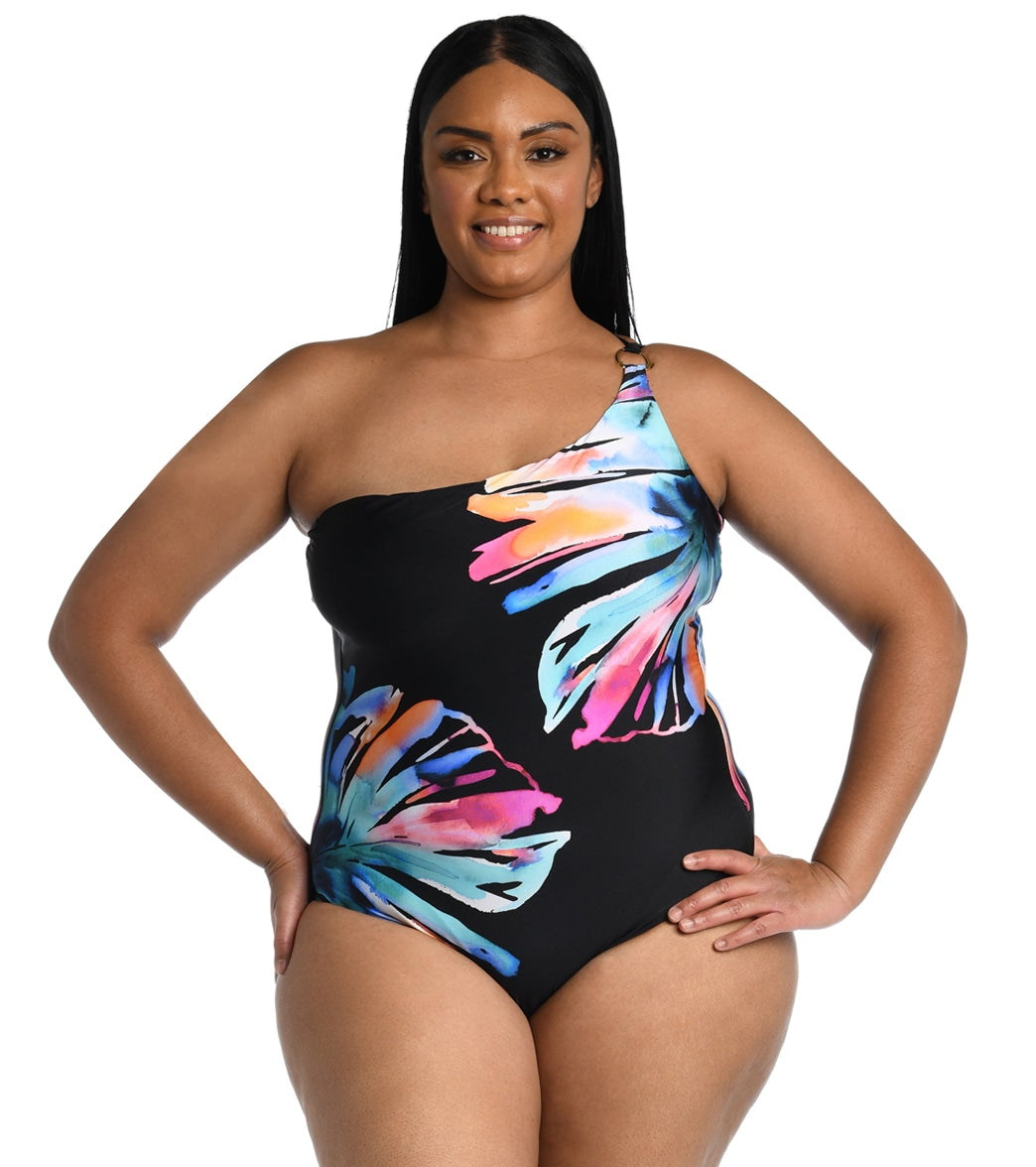 Sporti Plus Size HydroLast Malibu Sunrise Chlorine Resistant Moderate Scoop  Back One Piece Swimsuit at