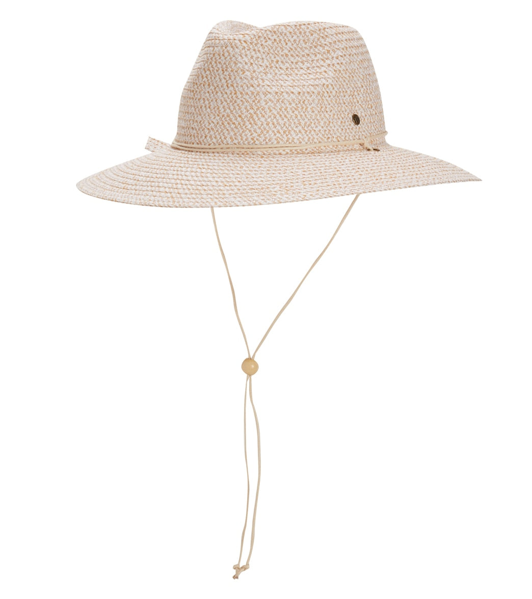 Wallaroo Women's Sanibel Wide Brim Straw Hat White/Beige at SwimOutlet.com