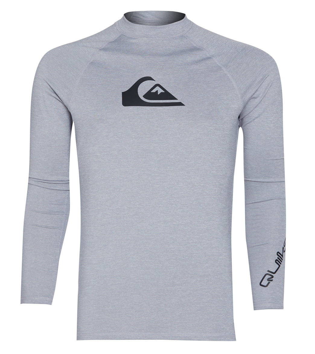 Quiksilver Men's All Time Long Sleeve UPF 50 Rash Guard Sleet Heather ...