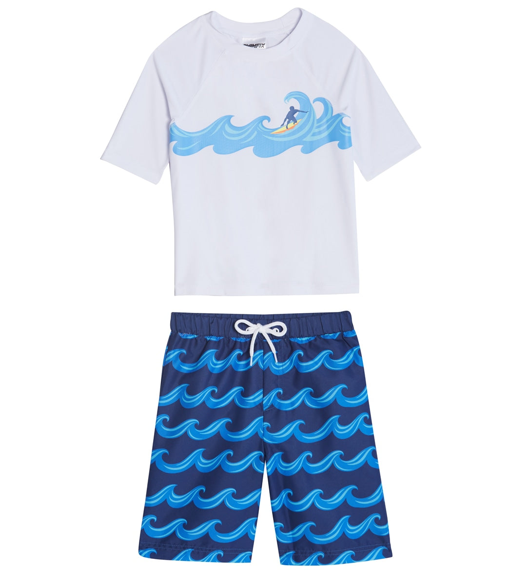 Swimfix Boys' Ride The Waves Long Sleeve Rashguard Set (Little Kid, Big ...