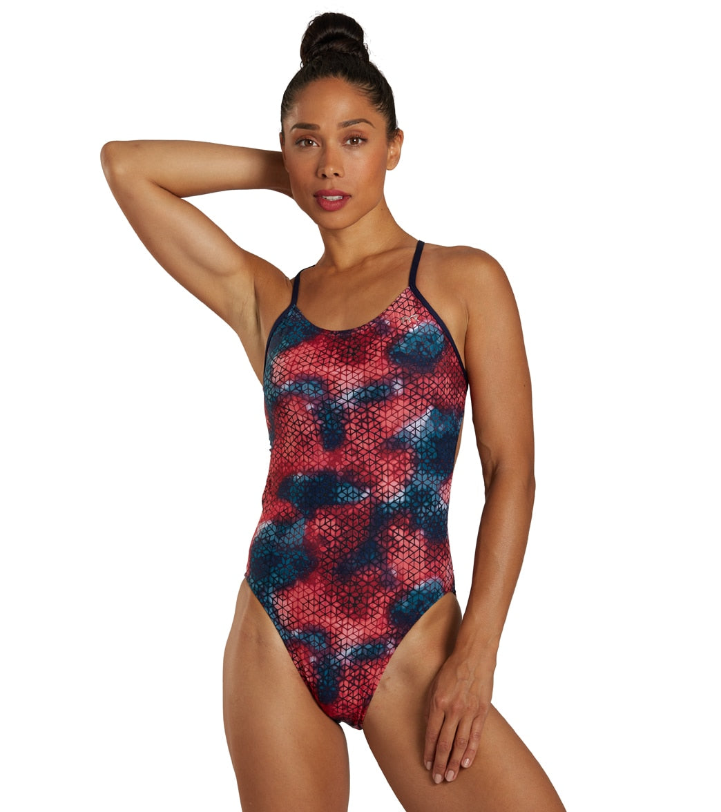 TYR Women's Infrared Durafast Elite Cutoutfit Navy/Multi