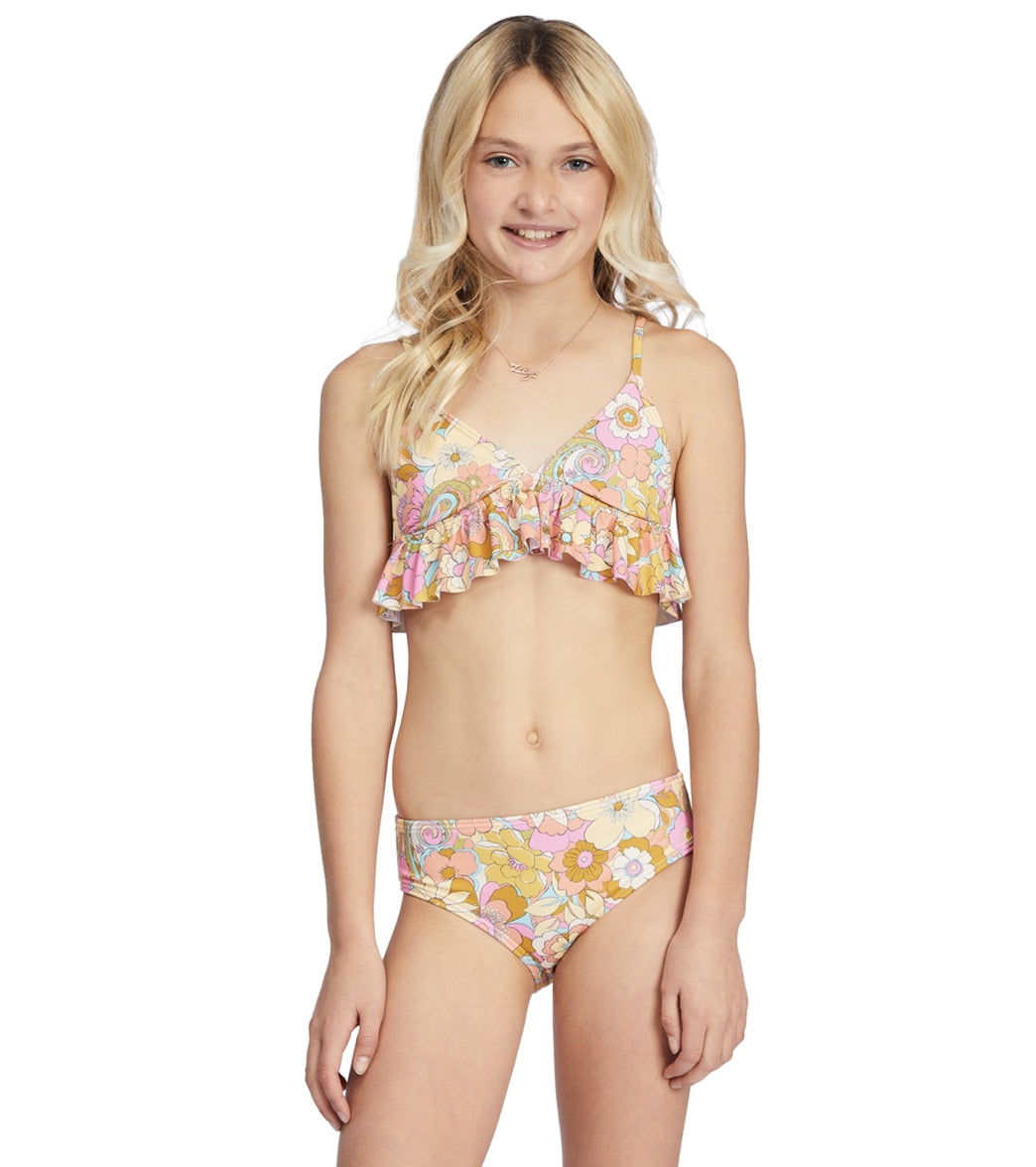 Swimsuit Size 14 16 Girls Summer Big Kids Girls Bathing Suits 2 Piece  Swimsuit Kids Purple Floral Girl Bikini Size