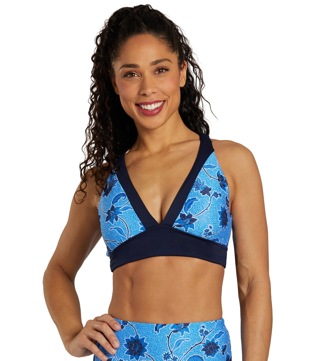 Chlorine Resistant Dolfin Printed Tie Front Tankini Top