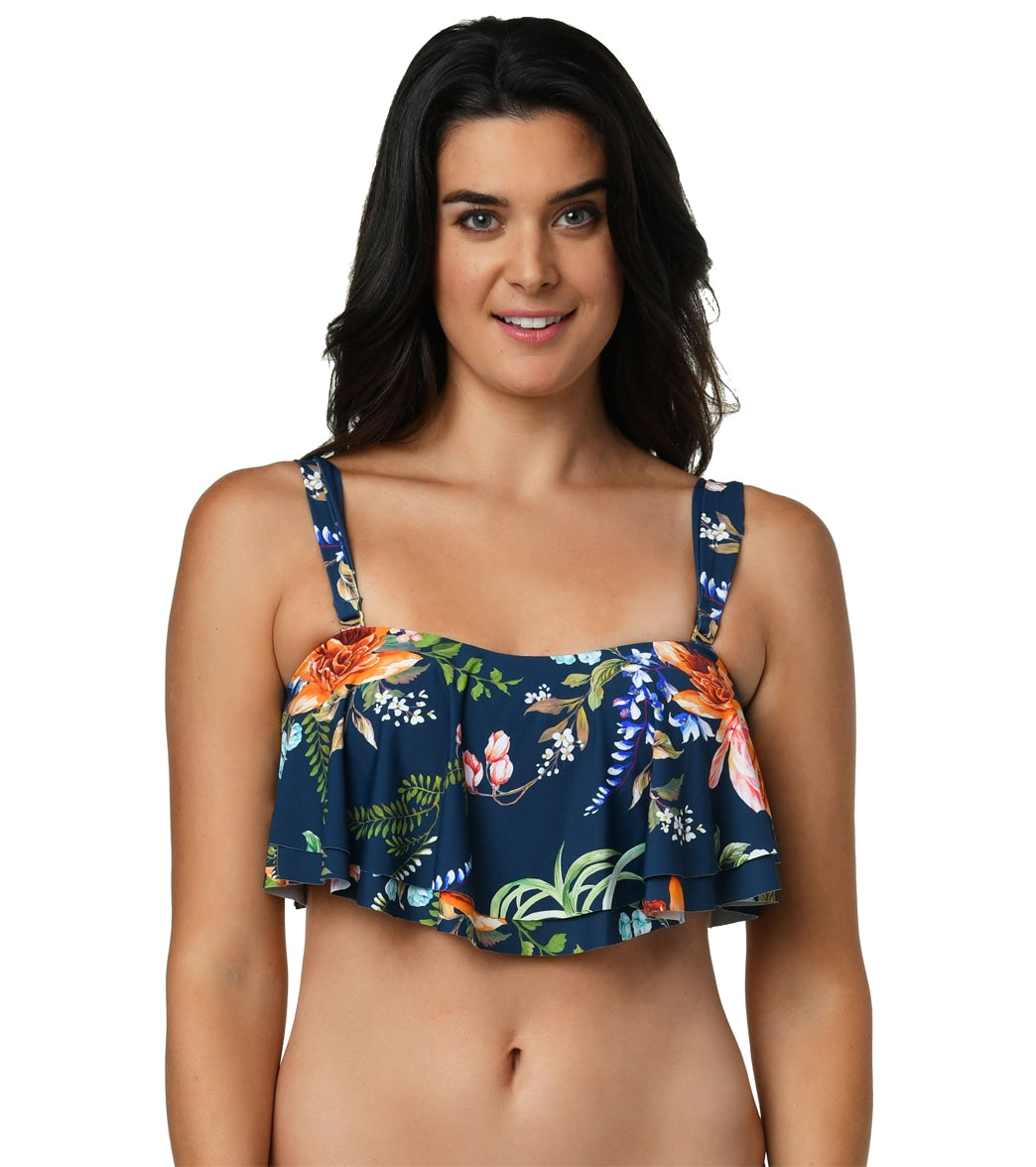 JANTZEN Terra Stripes Sophia Bralette Bikini Top - Black stripes