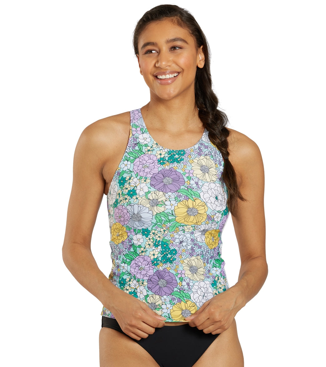 Women's High Neck Fitted Tankini Top
