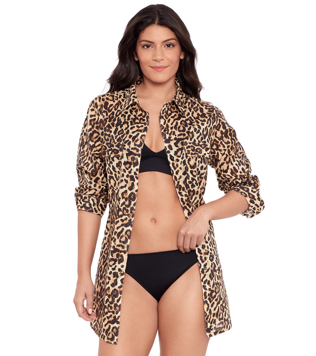 Ralph Lauren Women's Leopard Oversized Camp Shirt at 