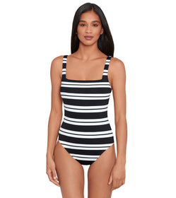 RALPH LAUREN Resort Stripe Hipster Bikini Bottom - Black and white stripes