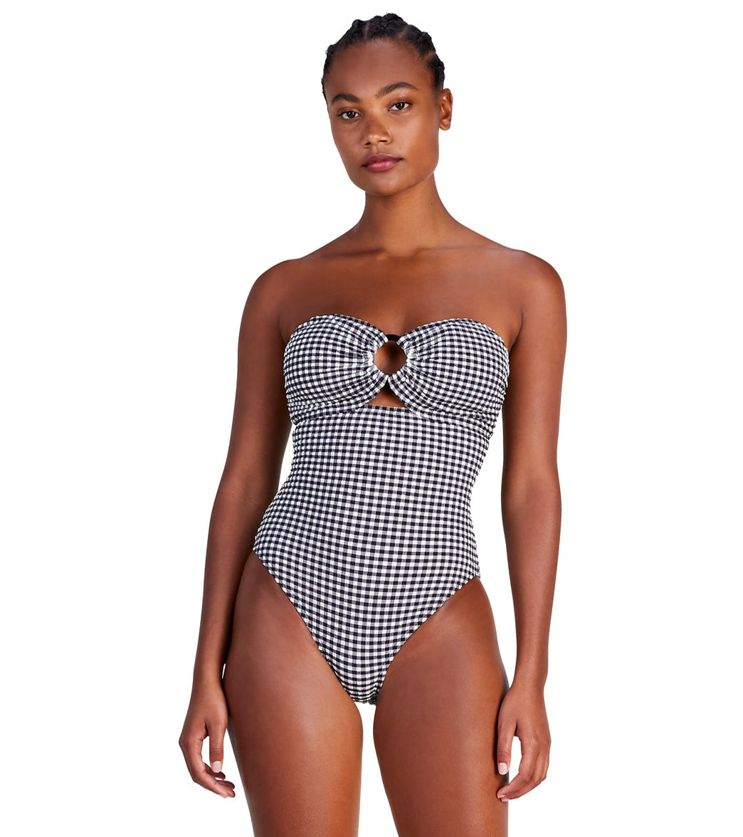 Kate Spade New York Women's Gingham Ring Bandeau One Piece Swimsuit at  
