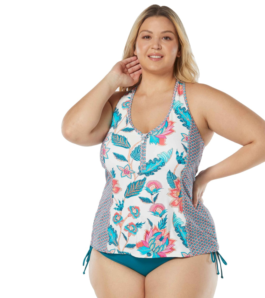 Beach House Sport Plus Size Triumph Double Layer Tankini Top - Geo Palm