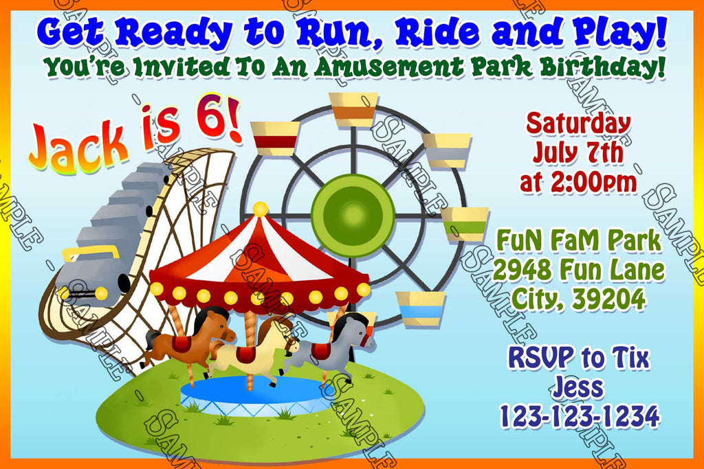 Amusement Park Birthday Invitations Free 10