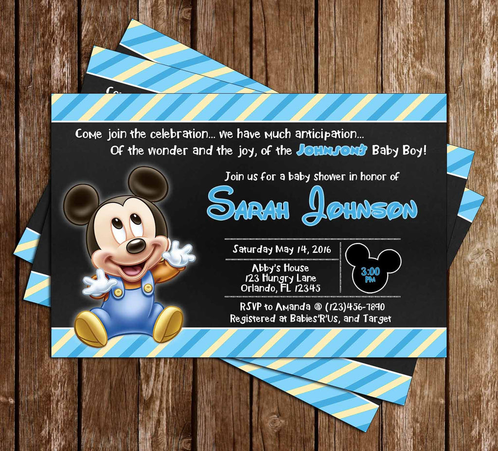 mickey mouse - baby boy - baby shower invitation