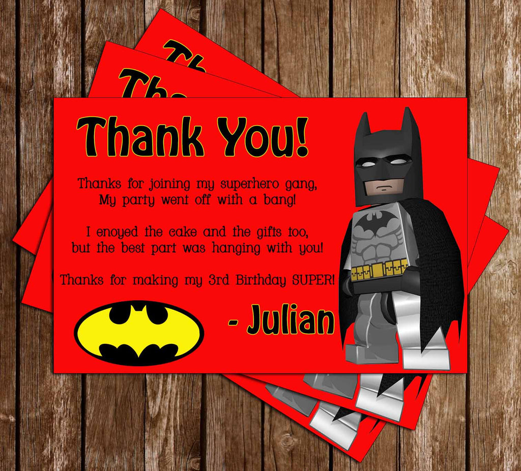 Novel Concept Designs - Lego Batman Birthday Thank You Card (Red)