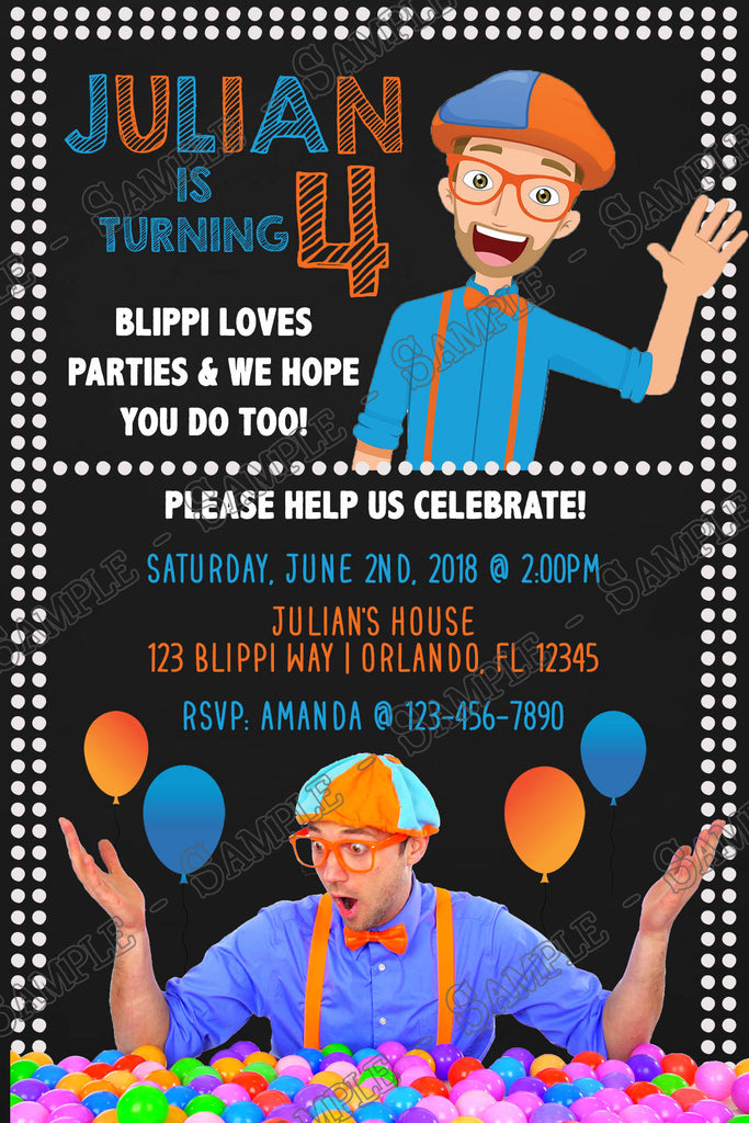 Novel Concept Designs - Blippi - Birthday Party - Invitation