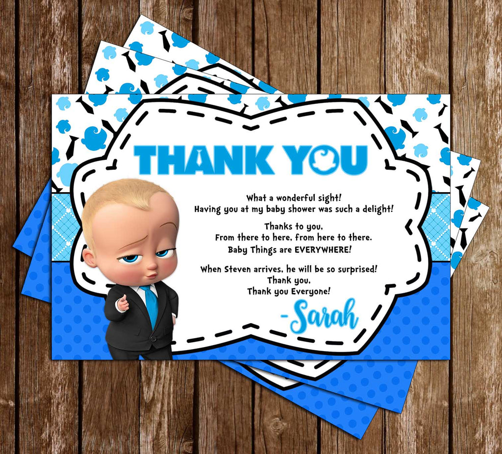Novel Concept Designs - Boss Baby - Movie - Baby Shower - Thank You Card