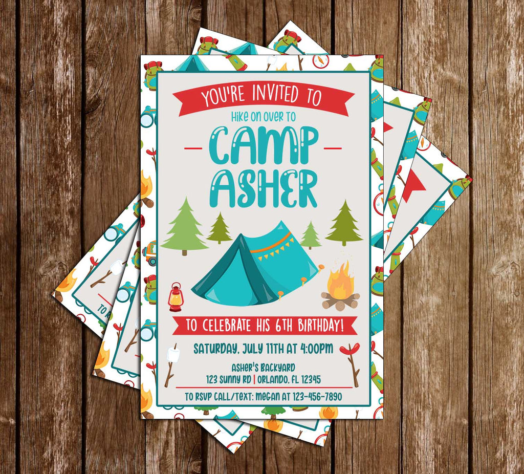 Novel Concept Designs Backyard Camping Birthday Party Invitation