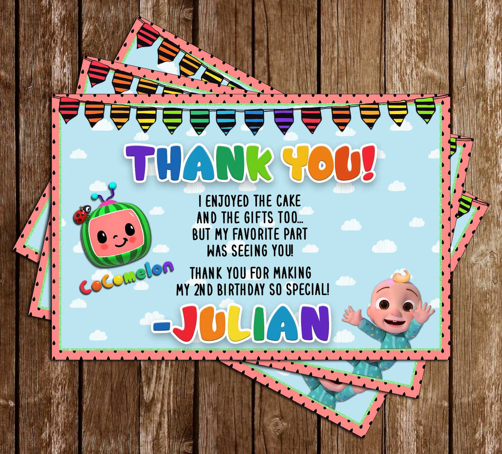 Novel Concept Designs - Cocomelon - Birthday - Party - Thank You Card