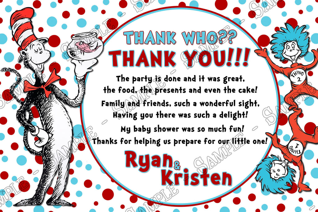 Novel Concept Designs - Dr. Seuss Cat in the Hat Baby Shower Thank You